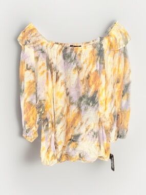 Zac & Rachel Off-Shoulder Tie-Dye Blouse in Yellow and Lavender